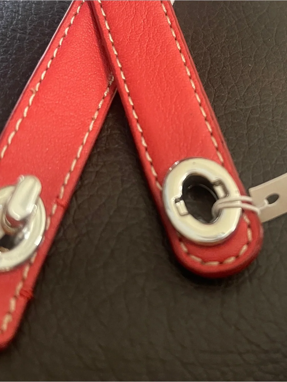 Coach Red Leather Strap with Silver-Tone Eyelet